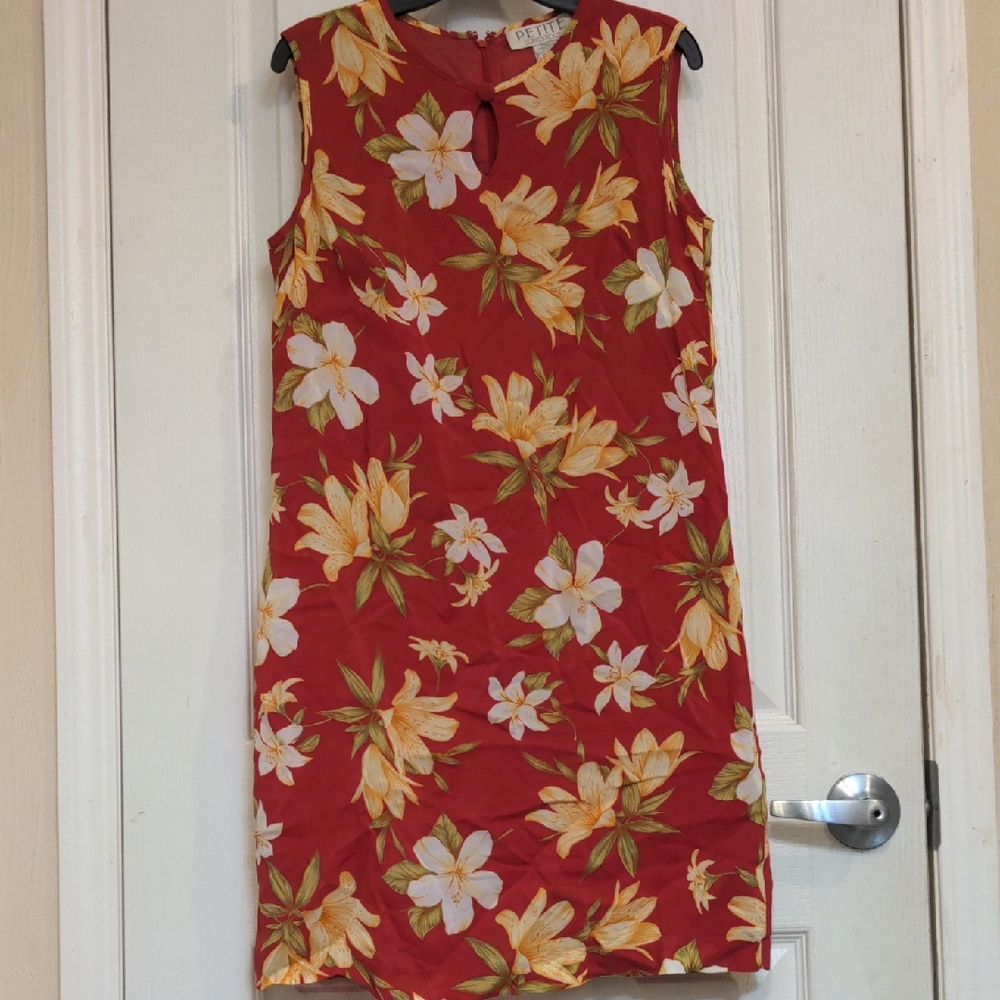 Petite Sophisticate Red Floral Mini Dress